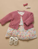 Purebaby - Crochet Flower Cardigan - Toadstool Melange
