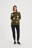 Tirelli - Flower Contrast Knit - Dark Moss