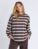 Foxwood - Harper Stripe Long Sleeve Tee - Coffee Multi Stripe