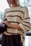 Ceres Life - Lila Oversized Knit Crew - Ecru Stripe