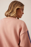 Ceres Life - Sasha Sporty Slouchy Crew - Pink Clay Washed Navy Side Stripe