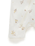 Purebaby - Short Sleeve Leg Zip Growsuit - Vanilla Wattle Bee