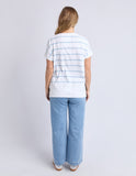 Foxwood - Allison Stripe Tee - White/ Sky Blue Stripe