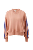 Ceres Life - Sasha Sporty Slouchy Crew - Pink Clay Washed Navy Side Stripe