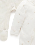 Purebaby - 2 Pack Zip Growsuit - Vanilla Bear
