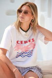 Ceres Life - Stevie Slouchy Tee - White / Ceres Retro Palms