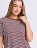 Foxwood - Hutch Stripe Tee - Chocolate / White Stripe