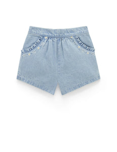 Purebaby - Ruffle Shorts - Faded Denim