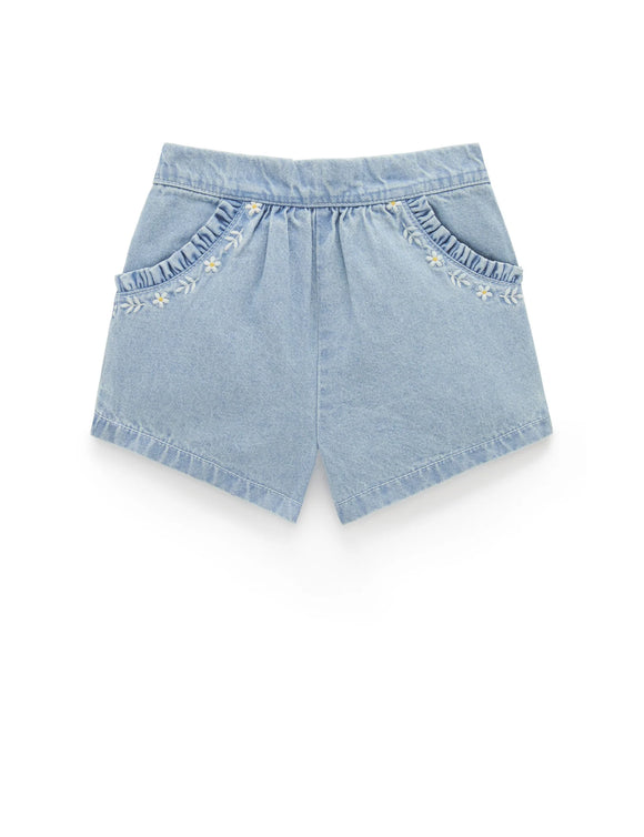 Purebaby - Ruffle Shorts - Faded Denim