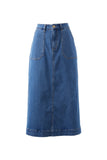 Ceres Life - Patch Pocket Denim Midi Skirt - Fresh Indigo