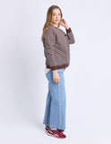 Foxwood - Original Stripe Crew - Coffee / White Stripe