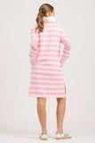 EST - Rugby Frill Collar Dress - Pink White Stripe