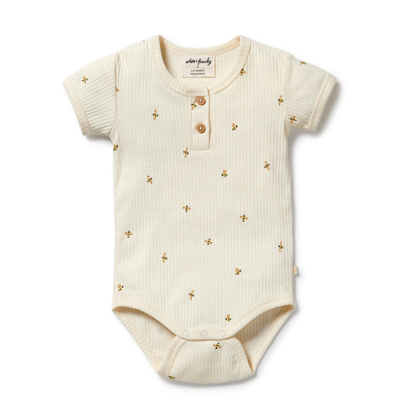 Wilson & Frenchy - Bee Mine Organic Henley Bodysuit