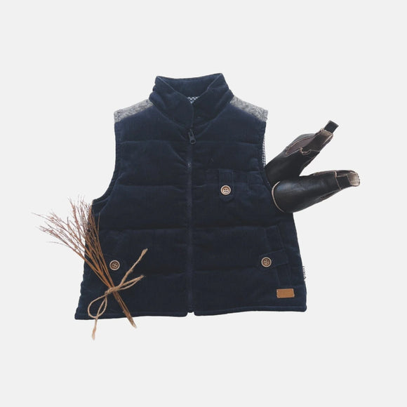 Love Henry - Baby Cooper Puffer Vest - Navy Corduroy