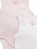 Purebaby - Rib Bodysuit 2 Pack - Pale Pink