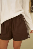 Ceres Life - Mila Shorts - Chocolate Side Stripe