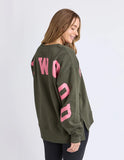 Foxwood - Interval Crew - Dark Khaki with Neon Coral