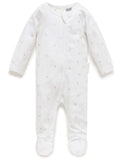 Purebaby - Pale Grey Leaf With Spot Zip Growsuit