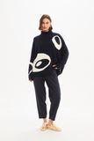 Tirelli - Retro Circle Print Knit - Navy/Cream