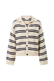 Ceres Life - Funnel Neck Stripe Cardi - Ecru/Navy Stripe