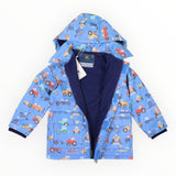 Korango - Farm Machine Print Raincoat - Blue