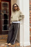 Ceres Life - Gigi Wide Leg Terry Trackpant - Phantom Side Stripe