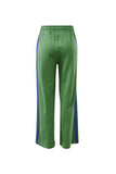 Ceres Life - Gigi Wide Leg Terry Trackpant - Pistachio Washed Navy Side Stripe