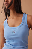 Ceres Life - Contour Rib Scoop Neck Tank - Powder Blue Monogram