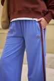 Ceres Life - Gigi Wide Leg Terry Trackpant - Vintage Blue Mixed Side Stripe