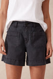 Ceres Life - Esther Denim Patch Pocket Shorts - Washed Black