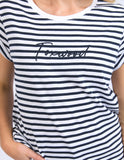 Foxwood - Signature Tee - Navy/White Stripe