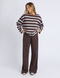 Foxwood - Harper Stripe Long Sleeve Tee - Coffee Multi Stripe