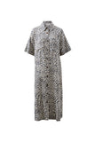 Ceres Life - Ava Short Sleeve Yoke Detail Midi Dress - Leopard Linen Blend