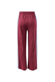 Ceres Life - Gigi Wide Leg Terry Trackpant - Washed Burgundy Sky Blue Side Stripe