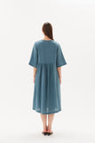 Tirelli - Pleat Front Bell Sleeve Dress - Washed Blue