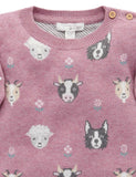 Purebaby - Farm Friends Jumper - Lavender Farm Friends Jacquard