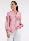 Beautiful Stories - Long Sleeve Boho Shirt - Choc/Pink
