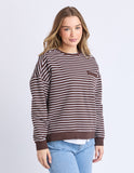 Foxwood - Original Stripe Crew - Coffee / White Stripe