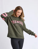 Foxwood - Interval Crew - Dark Khaki with Neon Coral