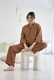 Eadie Lifestyle - Wide Leg Linen Pant - Nutmeg