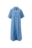 Ceres Life - Ava Short Sleeve Yoke Detail Midi Dress - Vintage Blue