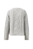 Ceres Life - Enid Cable Knit Henley - Silver Marle