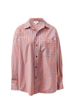 Ceres Life - Peta Oversized Shirt - Pink/Clay Stripe