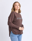 Foxwood - Simplified Metallic Crew - Coffee/Light Blue