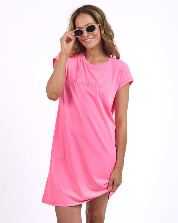 Foxwood - Signature Embroidery Tee Dress - Neon Rose