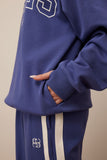 Ceres Life - Isla Oversized Slouchy Crew - Washed Navy White Heritage Logo