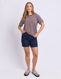 Foxwood - Hutch Stripe Tee - Chocolate / White Stripe