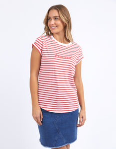 Foxwood - Signature Tee - Crimson/White Stripe