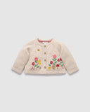 Purebaby - Embroidered Cardigan - Wheat Melange