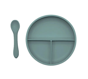 O.B Designs - Suction Divider Plate & Spoon Set - Ocean